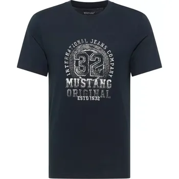 Pánské tričko Velké pánské tričko Mustang 1016859-4136 s krátkým rukávem a velkým potiskem tmavě modré (6XL)