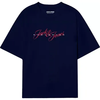 Oblečení a móda Velké pánské tričko s potiskem Jack & Jones 12288164 tmavě modré (4XL)