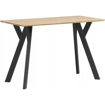 Psací stůl Toaletní Stolek černý malý psací stůl s dřevěnou deskou deska dub kovové nohy černé