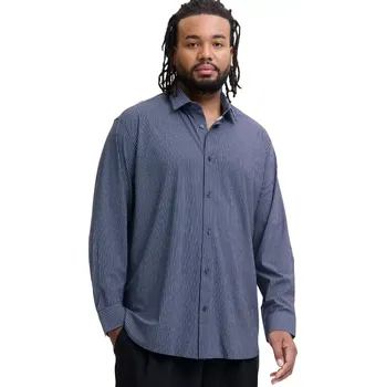 Pánská košile Velká elastická pánská košile s dlouhým rukávem svislé pruhy – Jack & Jones 12283532 tmavě modrá (6XL)