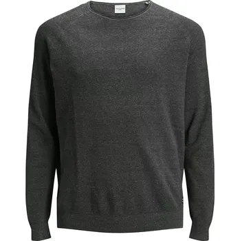 Pánský svetr Velký pánský hladký svetr přes hlavu Jack & Jones 12163781 tmavě šedý (8XL)