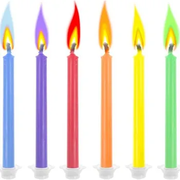 Dortová svíčka GoDan Dortové svíčky s barevnými plamínky 6ks