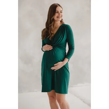 Těhotenské šaty Elegantní těhotenské a kojicí šaty 3v1 Loop – láhvově zelené, 3/4 rukáv Velikost: XL