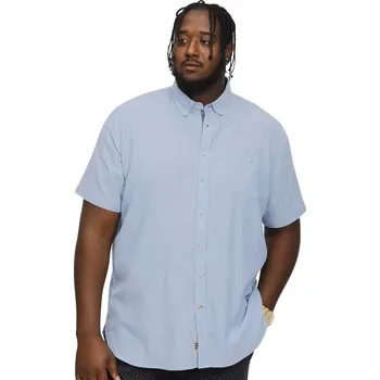 Pánská košile Pánská velká plátěná košile s krátkým rukávem Duke D555 Hazelwood modrá (5XL)