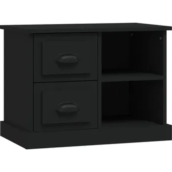 Noční stolek Černý noční stolek se 2 zásuvkami, 60 x 35,5 x 45 cm
