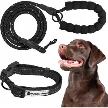 Obojek pro psa Vodítko + Obojek pro psa Reflexní Přepínací 1,5 m Komplet Černá