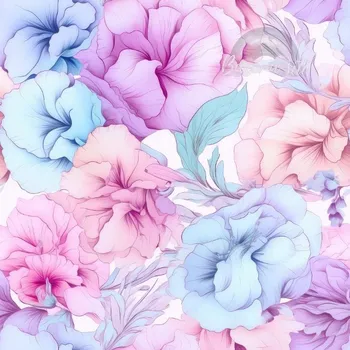 Úplet, Charlotte pastelové květy (E) (Top kvalitní úplet Bella digitisk)
