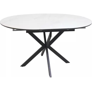 Jídelní stůl Jídelní rozkládací stůl Gaston 100/135 cm keramika bílý mramor/černý