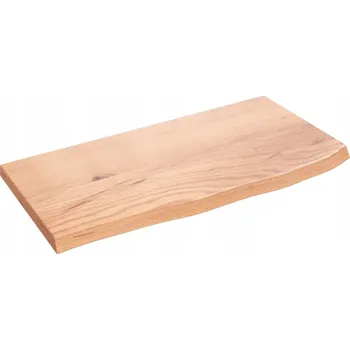 police Rustikální nástěnná police z masivního dubového dřeva 60 x 30 x 2 cm světle hnědá