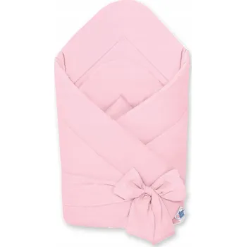 Zavinovačka Oboustranný zavinovací rožek pro miminka z měkké bavlny se zavazováním - světle růžová