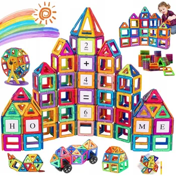ostatní stavebnice STAVEBNICE STAVEBNICE PRO DĚTI – EDUKAČNÍ MAGNETICKÉ KOSTKY, KONSTRUKČNÍ PANELY, SADA 128 DÍLKŮ