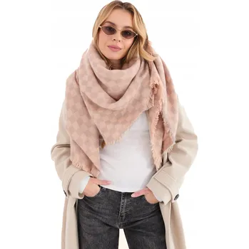 Šála Dámská šála s geometrickým vzorem a třásněmi