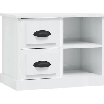 Noční stolek Bílý noční stolek se 2 zásuvkami 60 x 35,5 x 45 cm, vysoký lesk