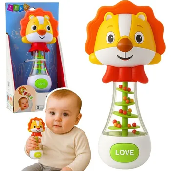 Hračka pro kojence Chrastítko Hračka pro miminka Lev s barevnými kuličkami