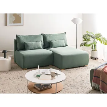 Pohovka Modulární pohovka světle zelené čalouněné s funkcí přeměny na lůžko rozkládací úložný prostor minimalistický styl Beliani