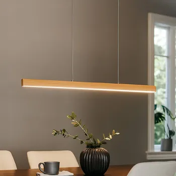 FISCHER & HONSEL Závěsné světlo LED Shine-Wood, délka 105 cm, dub/niklová barva dub, nikl LED 27 W celkem - Doprava zdarma