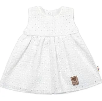 Kojenecké šaty Baby Nellys Lehké Handmade šatičky Madeira, bílé, vel. 86 - 92 (18-24m)