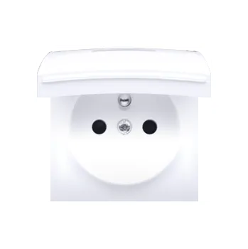 Elektrická zásuvka Kryt zásuvky, s uzemněním, IP44, vičko v barvě krytu, antibakteriální, Simon 82 82068K-30, bílá