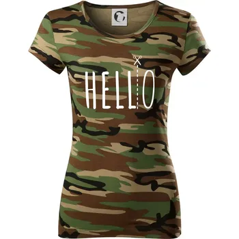 Dámské tričko Hello - Dámské maskáčové triko - XS ( Hnědý maskáč )