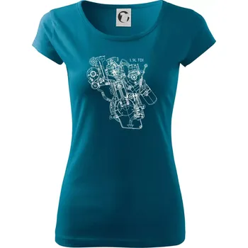 Dámské oblečení Motor Škoda/ VW 1.9L TDI z boku - Dámské triko Pure - L ( Petrolejová )