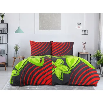 Bavlněné povlečení FLOERIC červeno-zelené Rozměr povlečení: 70 x 90 cm | 140 x 200 cm