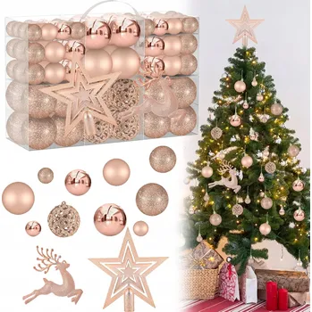 Vánoční dekorace VÁNOČNÍ OZDOBY NA STROMEČEK VELKÁ SADA XXL 102 KS + HVĚZDIČKA