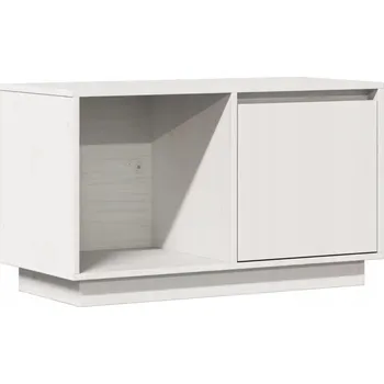 Televizní stolek Bílá TV skříňka z masivního borovicového dřeva 74 x 35 x 44 cm