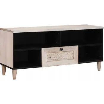 Televizní stolek TV stolek se zásuvkou a policí, bílý, 105 x 33 x 46 cm