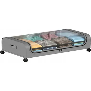 Úložný box ORGANIZÉR ÚLOŽNÝ BOX NA KOLEČKÁCH POD POSTEL SKŘÍŇ ŠEDÝ