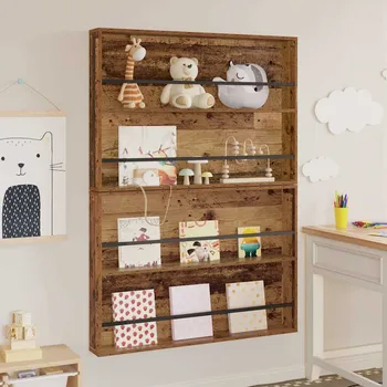 police Regál na časopisy s policí 2 pcs Staré dřevo 100 x 12 x 70 cm