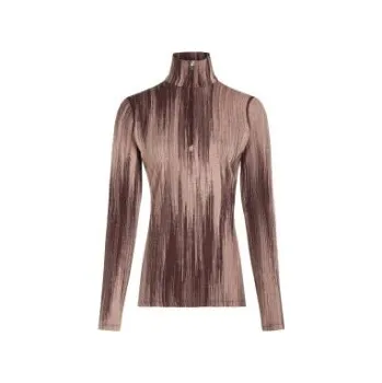 Dámské oblečení Icebreaker Wom Mer 260 Vertex LS Half Zip Peak AOP Java/Summit/Blush/J