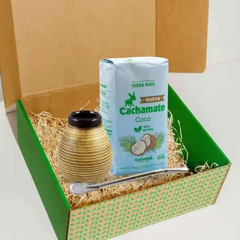 Dárkový potravinový koš Dárkový box - Cachamate Coco, vroubkovaná kalabasa a bombilla