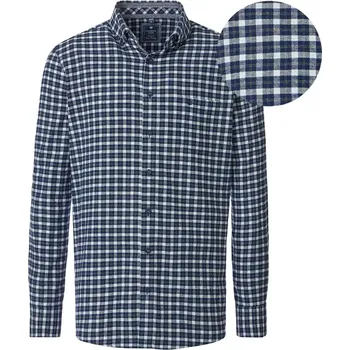 Pánská košile Velká pánská košile s dlouhým rukávem, flanelová, kostkovaná Redmond 252105111-100 bílá–námořnická modrá (6XL)