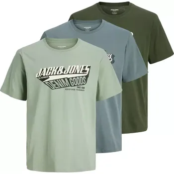 Oblečení a móda Velké pánské trička s potiskem trička s krátkým rukávem 3 kusy Jack & Jones 12287820 vícebarevné (7XL)