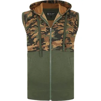 Pánská mikina Kam 7039 khaki moro mikina bez rukávů (4XL)