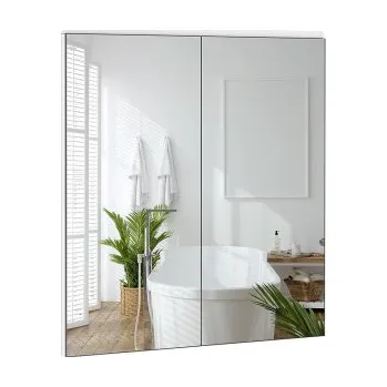 Koupelnový nábytek Koupelnová skříňka se 2 zrcadlovými dvířky 615038 white (2 zrcadla), bílá- B YAHEETECH