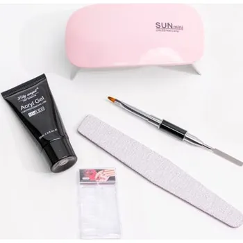Přípravek na nehty Poly Gel: Sada na modeláž gelových nehtů + LED lampa
