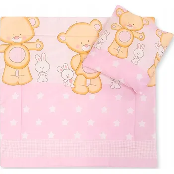 Povlečení POVLEČENÍ DO KOČÁRKU S VÝPLNÍ PŘIKRÝVKA A POLŠTÁŘ - MEDVÍDEK PŘÍTULKA RŮŽOV