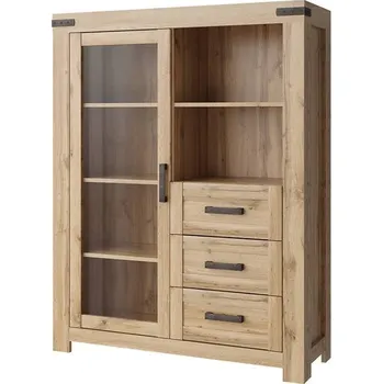 Knihovna MORTY vitrína nízká 1w3s - dub wotan