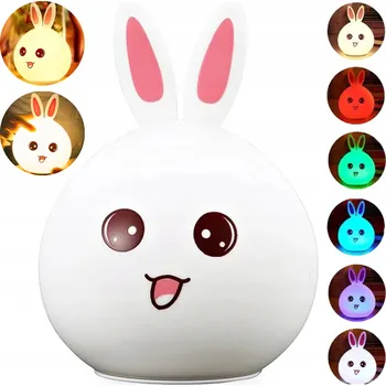 Lampička Lampka noční dla dzieci KRÓLIK LED do ložnice USB BAREVNÁ Silikonová