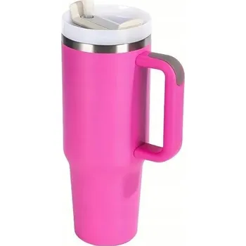 Termoska Prémiová cestovní termoska s kovovou stěnou + sklo, 1200 ml, termoska, s brčkem, purpurová