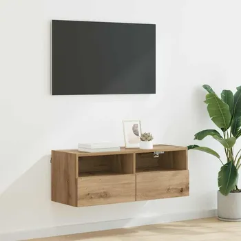 Obývací pokoj TV wall cabinet Artisanový dub 80 x 30 x 30 cm kompozitní dřevo
