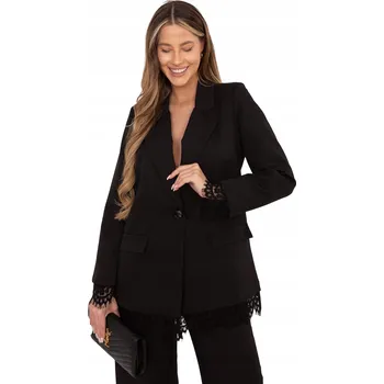 Dámské sako Černá Sako ITALY MODA s krajkou Elegantní One Size