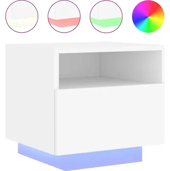 Noční stolek Bílý noční stolek s RGB LED osvětlením 40 x 39 x 37 cm