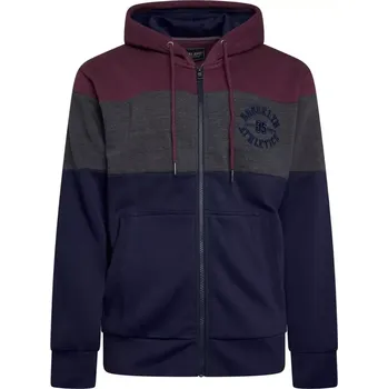 Oblečení a móda Duża pánská mikina s kapucí na zip třímě barvá Kam 7083 tmavě modrá šedá a bordó (6XL)