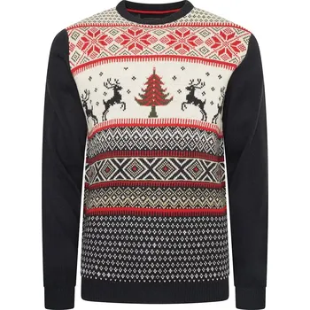 Oblečení a móda Velký pánský vánoční svetr přes hlavu Kam X031 tmavě modrý (4XL)