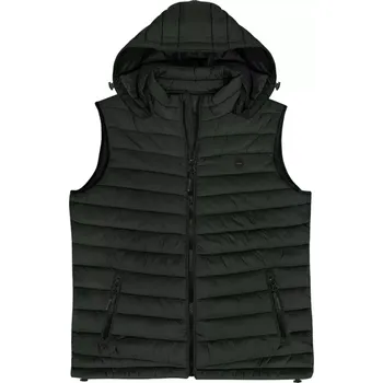 Pánská vesta Velká pánská prošívaná vesta s kapucí Double Urban Outfitters SMJK-2046 tmavě zelená (4XL)