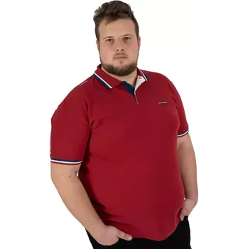 Pánská košile Velká pánská hladká polo košile s ozdobným límcem Double PS-3043 červená (6XL)