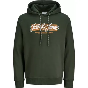 Pánská mikina Velká pánská mikina přes hlavu s kapucí Jack & Jones 12279598 tmavě zelená (6XL)
