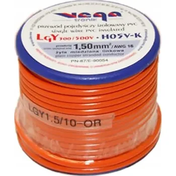elektrický kabel Kabel LGY/H05V-K 1,50 mm2 10 m Oranžový